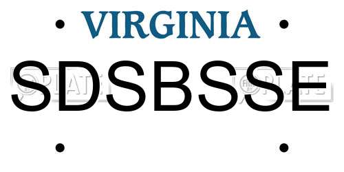 SDSBSSE Virginia License Plate