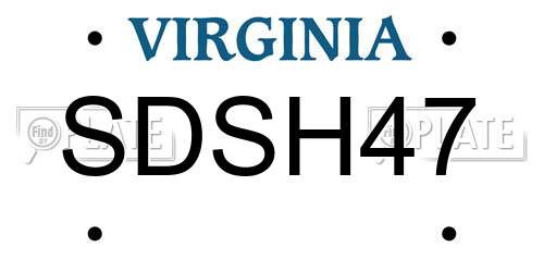 SDSH47 Virginia License Plate