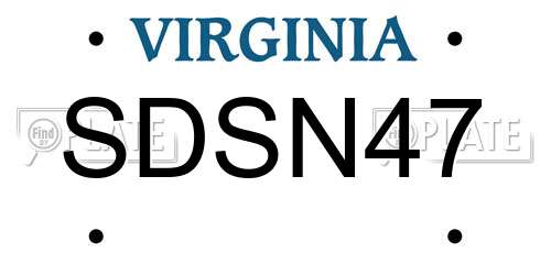 SDSN47 Virginia License Plate