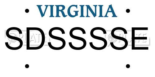 SDSSSSE Virginia License Plate