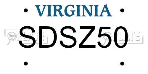 SDSZ50 Virginia License Plate
