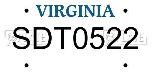 SDT0522 Virginia License Plate
