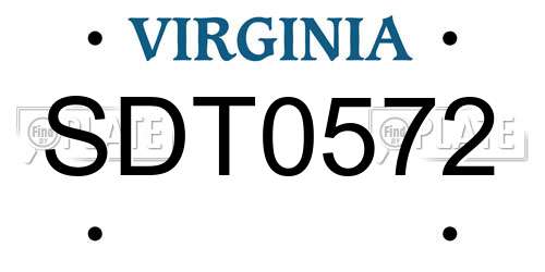 SDT0572 Virginia License Plate