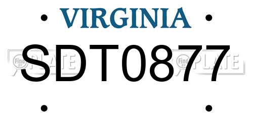 SDT0877 Virginia License Plate