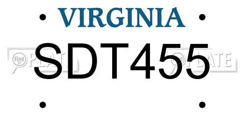 SDT455 Virginia License Plate