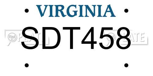 SDT458 Virginia License Plate