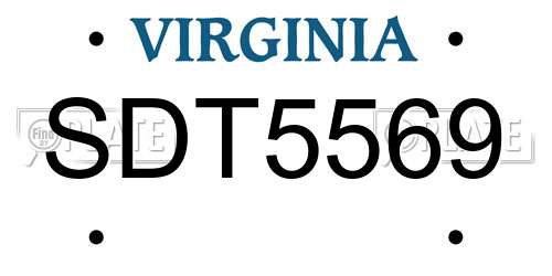 SDT5569 Virginia License Plate