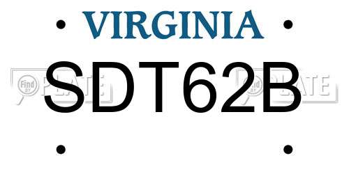 SDT62B Virginia License Plate