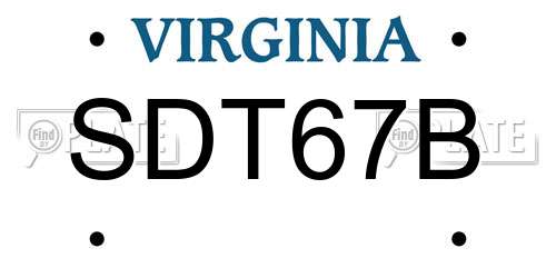 SDT67B Virginia License Plate