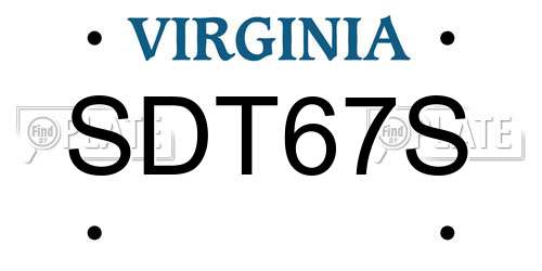 SDT67S Virginia License Plate