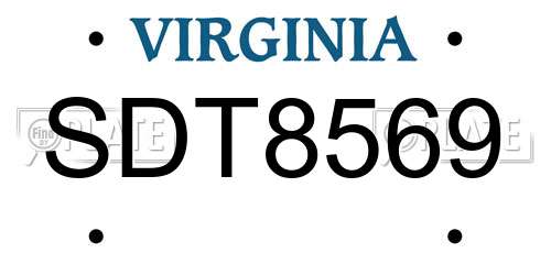 SDT8569 Virginia License Plate