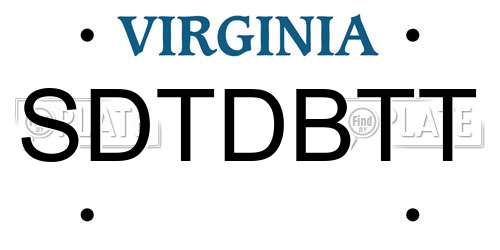 SDTDBTT Virginia License Plate