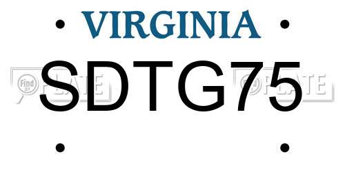 SDTG75 Virginia License Plate