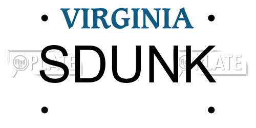 SDUNK Virginia License Plate