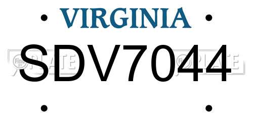 SDV7044 Virginia License Plate