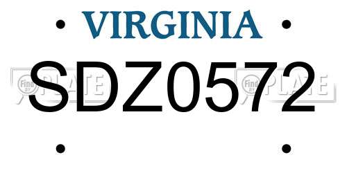 SDZ0572 Virginia License Plate
