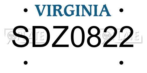 SDZ0822 Virginia License Plate