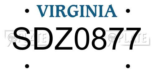 SDZ0877 Virginia License Plate