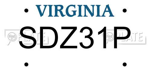 SDZ31P Virginia License Plate