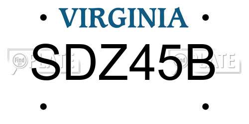 SDZ45B Virginia License Plate
