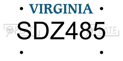 SDZ485 Virginia License Plate
