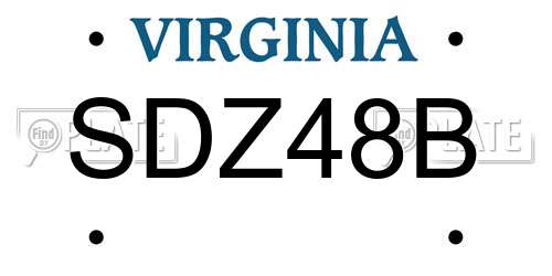 SDZ48B Virginia License Plate