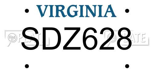 SDZ628 Virginia License Plate