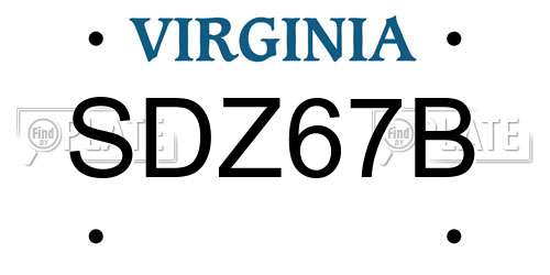 SDZ67B Virginia License Plate