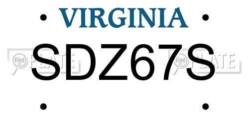 SDZ67S Virginia License Plate