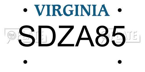 SDZA85 Virginia License Plate