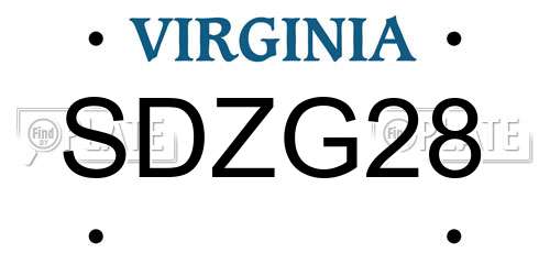 SDZG28 Virginia License Plate