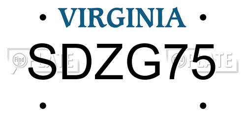 SDZG75 Virginia License Plate