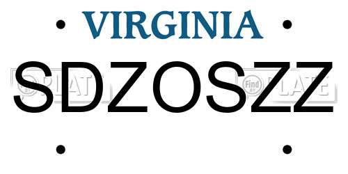 SDZOSZZ Virginia License Plate