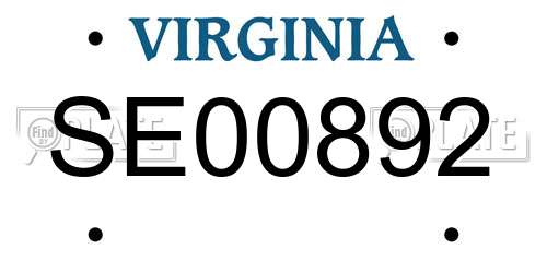 SE00892 Virginia License Plate