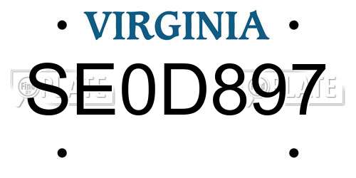SE0D897 Virginia License Plate