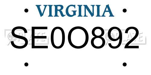SE0O892 Virginia License Plate