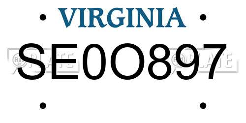SE0O897 Virginia License Plate