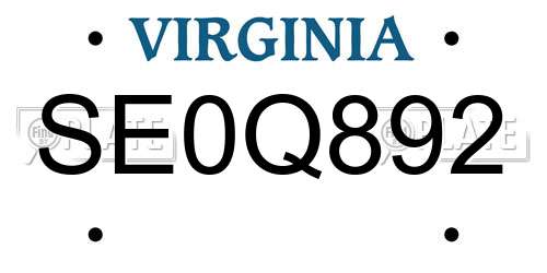 SE0Q892 Virginia License Plate