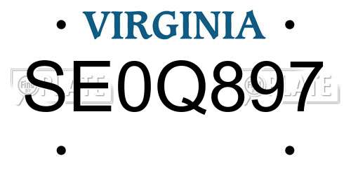 SE0Q897 Virginia License Plate