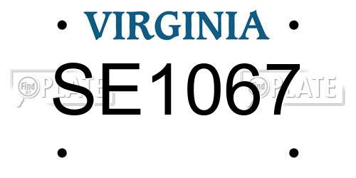 SE1067 Virginia License Plate