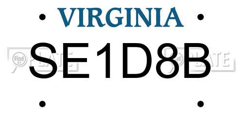 SE1D8B Virginia License Plate