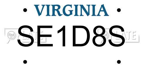 SE1D8S Virginia License Plate