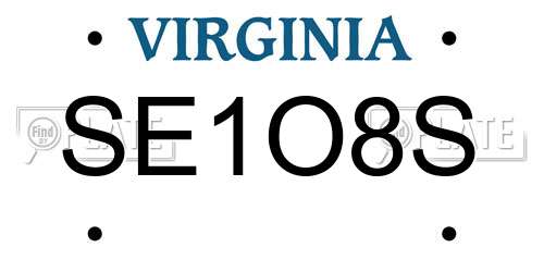 SE1O8S Virginia License Plate