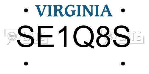 SE1Q8S Virginia License Plate