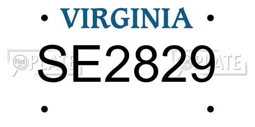 SE2829 Virginia License Plate