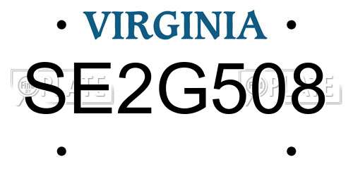 SE2G508 Virginia License Plate