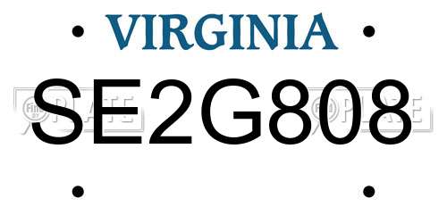 SE2G808 Virginia License Plate
