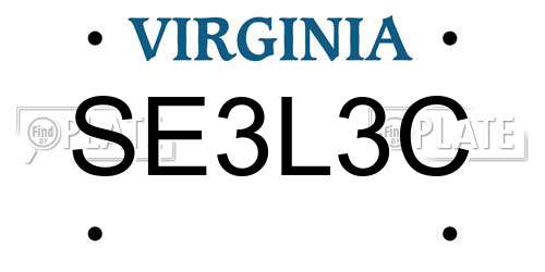 SE3L3C Virginia License Plate