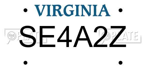 SE4A2Z Virginia License Plate