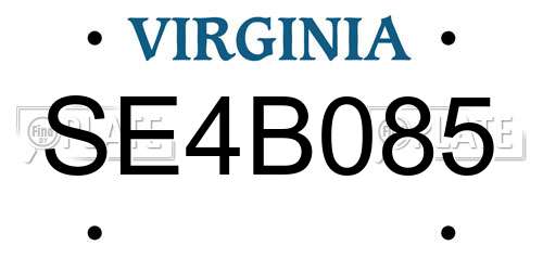 SE4B085 Virginia License Plate